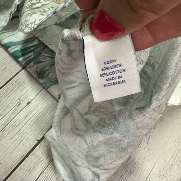 NWT caribbean Green Tropical Print Hawaiian Shirt linen cotton blend sz 4XB - Picture 7 of 7